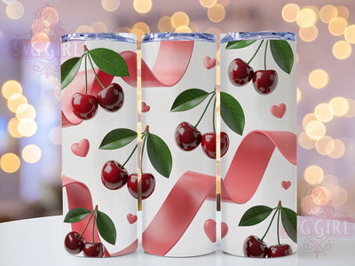 Coquette Valentine Cherry Tumbler, Inflated Cherries Tumbler, Coquette Cherry Wrap, Romantic Cherry Wrap, Cute Valentine Wrap, Sublimation Design, Trendy Gift Idea Sublimation SvggirlplusArt 