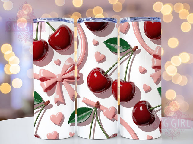 Coquette Valentine Cherry Tumbler, Inflated Cherries Tumbler, Coquette Cherry Wrap, Romantic Cherry Wrap, Cute Valentine Wrap, Sublimation Design, Trendy Gift Idea Sublimation SvggirlplusArt 