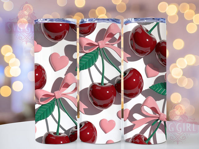 Coquette Valentine Cherry Tumbler, Inflated Cherries Tumbler, Coquette Cherry Wrap, Romantic Cherry Wrap, Cute Valentine Wrap, Sublimation Design, Trendy Gift Idea Sublimation SvggirlplusArt 