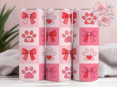 Coquette Valentine Dog Tumbler, Coquette Dog Pattern, Romantic Puppy Design, 20Oz Sublimation Wrap, Cute Dog Art, Sweet Valentine Texture, Tumbler Sublimation Sublimation Li Zamperini 