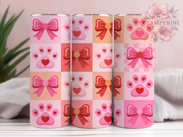 Coquette Valentine Dog Tumbler, Coquette Dog Pattern, Romantic Puppy Design, 20Oz Sublimation Wrap, Cute Dog Art, Sweet Valentine Texture, Tumbler Sublimation Sublimation Li Zamperini 