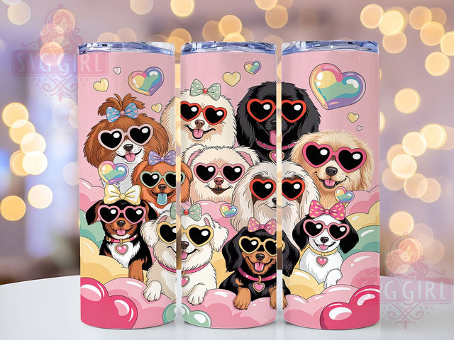Coquette Valentine Dog Tumbler, Valentine Puppy Pattern, Cute Pet Lover Design, 20Oz Sublimation Wrap, Romantic Dog Art, Sweet Puppy Texture, Tumbler Sublimation Sublimation SvggirlplusArt 