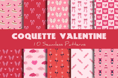 Coquette Valentine Seamless Patterns & Digital Papers Digital Pattern Rin Green 