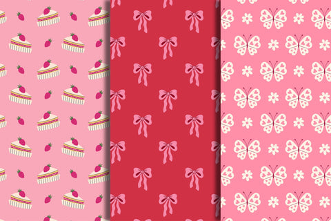 Coquette Valentine Seamless Patterns & Digital Papers Digital Pattern Rin Green 