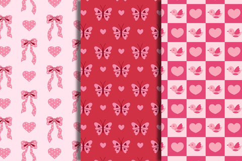 Coquette Valentine Seamless Patterns & Digital Papers Digital Pattern Rin Green 