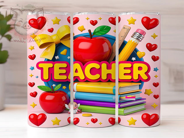 Coquette Valentine Teacher Tumbler, Coquette Bow Pattern, Cute Teacher Design, 20Oz Sublimation Wrap, Romantic Teacher Art, Girly Coquette Texture, Tumbler Sublimation Sublimation Lara' s Designs 