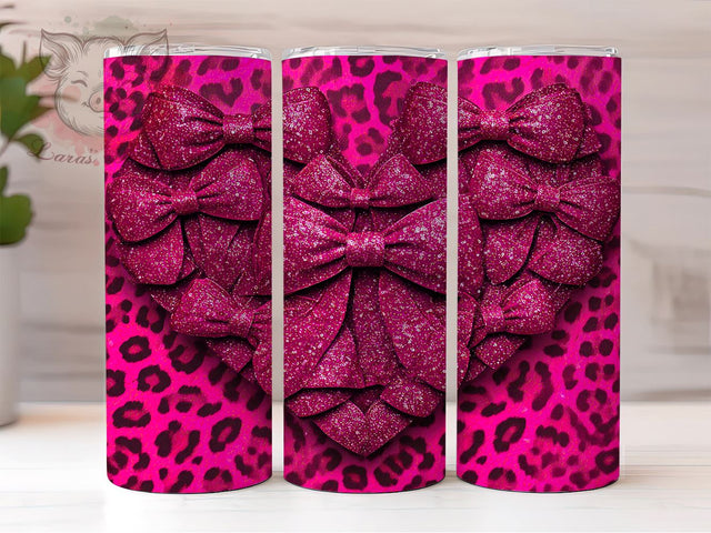 Coquette Valentine's Heart 20oz Tumbler, Valentine's Heart, 20oz Cup, Love Gift, Pink Heart Design, Valentine's Day Mug, Cute Drinkware Sublimation Lara' s Designs 