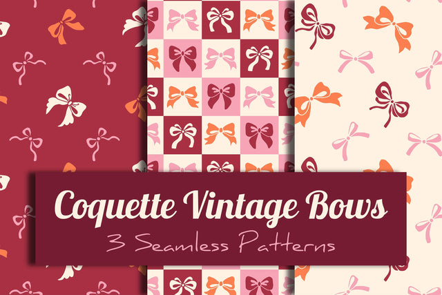 Coquette Vintage Bows Seamless Patterns Digital Pattern Rin Green 