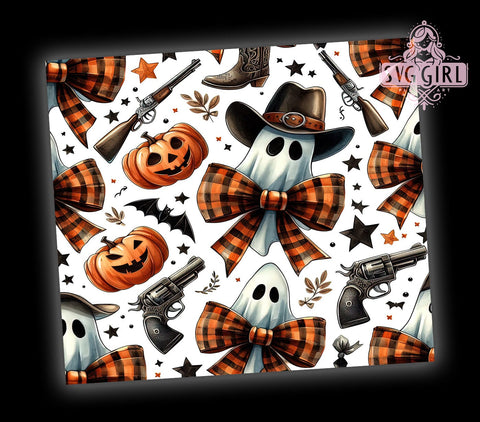 Coquette Western 20oz Tumbler Wrap Sublimation Design, Straight Tapered Tumbler Wrap, Cowboy Ghost Tumbler Png, Instant Digital Download Sublimation SvggirlplusArt 
