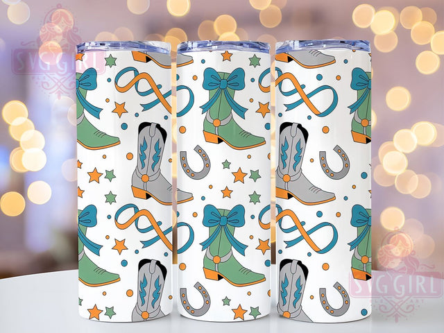 Coquette Western Cowgirl Tumbler, Boots Tumbler, Western 20oz Wrap, Sublimation Design, Stylish Gift Idea, Feminine Cowgirl Wrap, Rustic Western Tumbler Sublimation SvggirlplusArt 