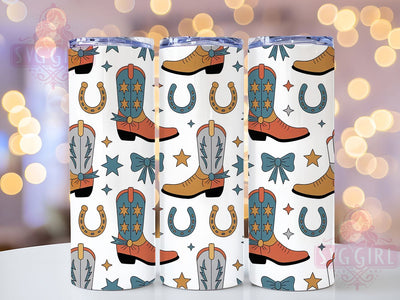 Coquette Western Cowgirl Tumbler, Boots Tumbler, Western 20oz Wrap, Sublimation Design, Stylish Gift Idea, Feminine Cowgirl Wrap, Rustic Western Tumbler Sublimation SvggirlplusArt 