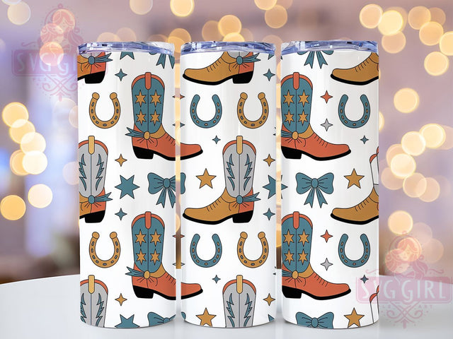 Coquette Western Cowgirl Tumbler, Boots Tumbler, Western 20oz Wrap, Sublimation Design, Stylish Gift Idea, Feminine Cowgirl Wrap, Rustic Western Tumbler Sublimation SvggirlplusArt 