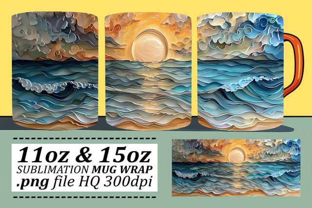 Coral Carousel Mug Wrap Sublimation 11oz 15oz Sublimation afrosvg 