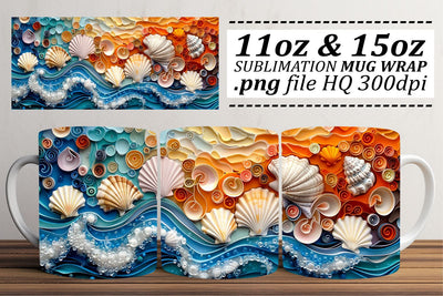Coral Cove Mug Wrap Sublimation 11oz 15oz Sublimation afrosvg 