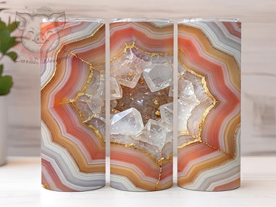 Coral Gold Agate Geode 20oz Tumbler, Coral Agate Motif, Gold Geode Design, Crystal Theme, Vibrant Accent, Mystical Charm, Sublimation Wrap, 20oz Tumbler Sublimation Lara' s Designs 