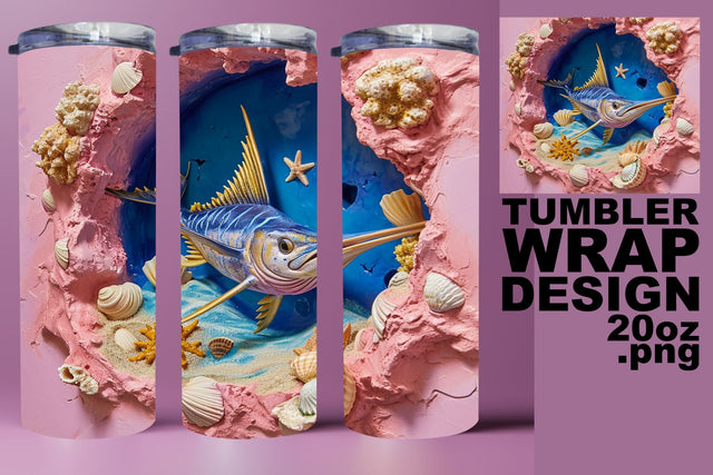 Coral Kingdom 3D Tumbler Wrap - Sublimation Sublimation afrosvg 