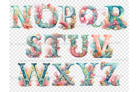 Coral Reef Alphabet Clipart | Ocean Alphabet SVG GlamArtZhanna 