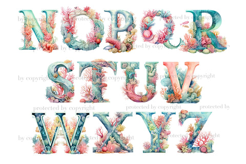 Coral Reef Alphabet Clipart | Ocean Alphabet SVG GlamArtZhanna 