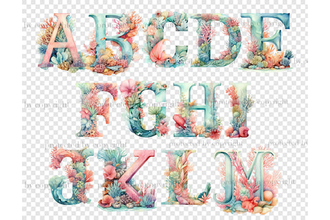 Coral Reef Alphabet Clipart | Ocean Alphabet SVG GlamArtZhanna 