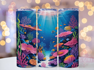 Coral Reef Fish Tumbler, Coral Reef, Ocean Theme, Underwater Design, Marine Life, 20Oz Tumbler, Sublimation Wrap Sublimation SvggirlplusArt 