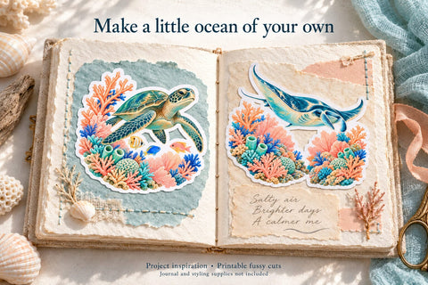 Coral Reef Fussy Cut Printable Stickers Sublimation BijouBay 