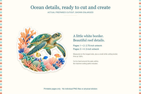 Coral Reef Fussy Cut Printable Stickers Sublimation BijouBay 