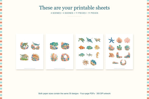 Coral Reef Fussy Cut Printable Stickers Sublimation BijouBay 
