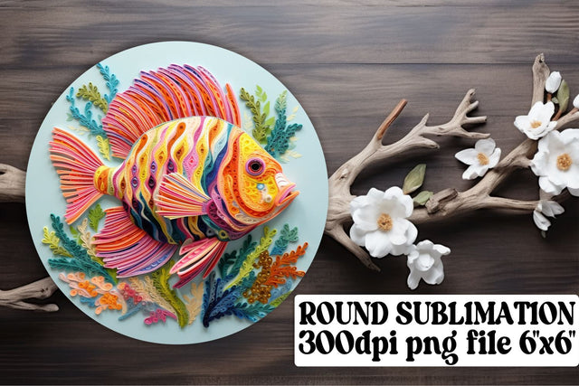 Coral Reef Inspired 3D Embroidered Fish Sublimation for Keychains Sublimation afrosvg 