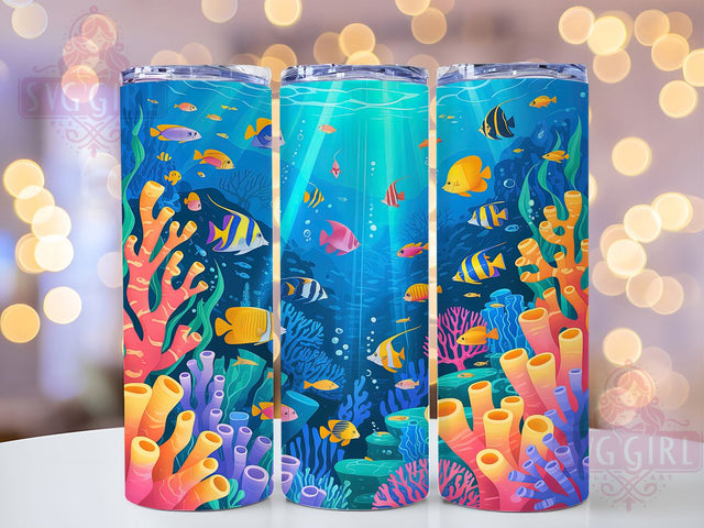Coral Reef Ocean Tumbler Wrap, Tropical Fish Design, Ocean Reef Tumbler, 20Oz Sublimation Wrap, Colorful Reef Art, Sea Life Print, Tumbler Sublimation Sublimation SvggirlplusArt 
