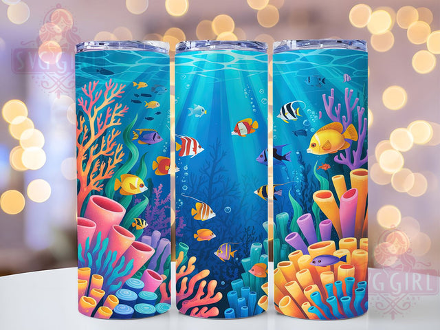 Coral Reef Ocean Tumbler Wrap, Tropical Fish Design, Ocean Reef Tumbler, 20Oz Sublimation Wrap, Colorful Reef Art, Sea Life Print, Tumbler Sublimation Sublimation SvggirlplusArt 