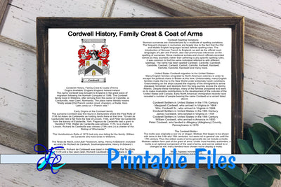 Cordwell History, Family Crest & Coat of Arms 3D Paper Family Creations 