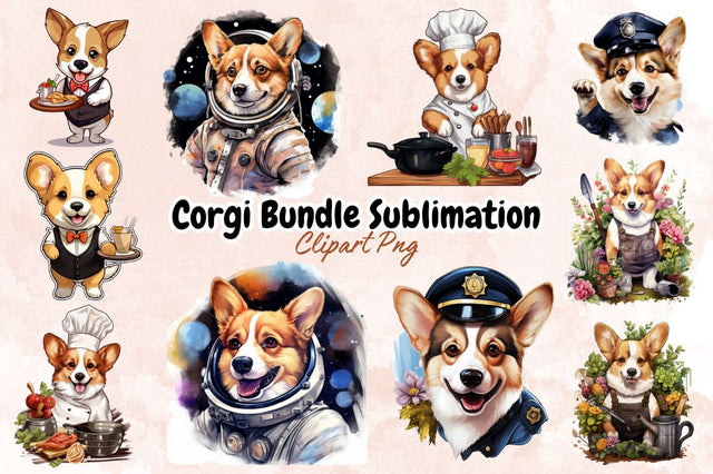 Corgi Bundle Sublimation Clipart Bundle SVG Designangry 