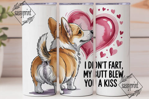 Corgi Butt Valentine's Tumbler Wrap Sublimation sassyprint 