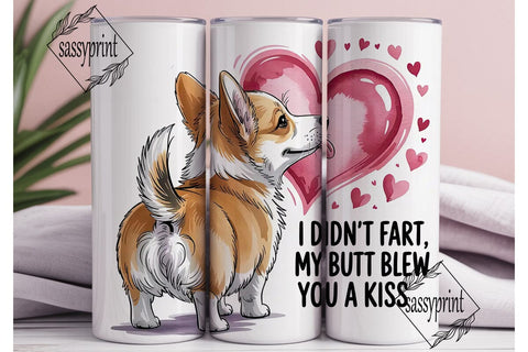 Corgi Butt Valentine's Tumbler Wrap Sublimation sassyprint 