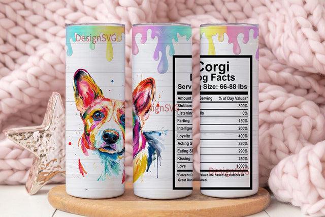 Corgi Dog Gifts, Mothers Day - Fathers Day - Birthday - Gifts for Dog Lovers - Dog Mom - Dog Dad, Corgi 20 Oz Skinny Tumbler Wrap Sublimation StraightTapered Seamless Sublimation DesignSVG 