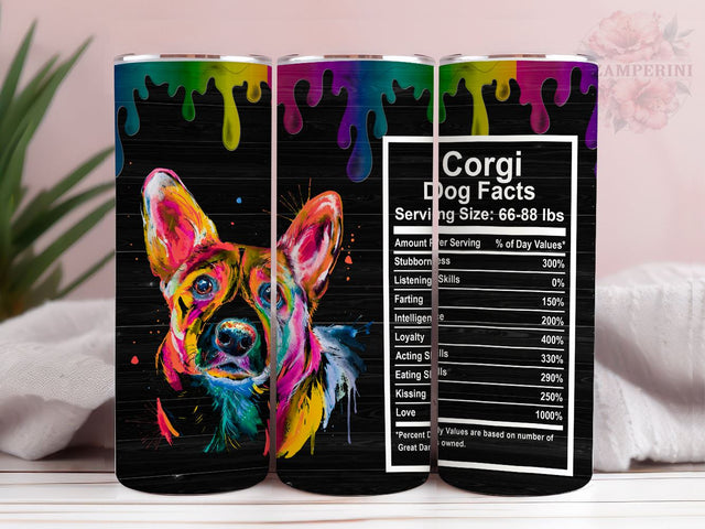 Corgi Dog Gifts Tumbler, Mothers Day, Fathers Day, Gifts for Dog Lovers, Dog Mom 20 Oz Skinny Tumbler Wrap, Straight & Tapered Tumbler Wrap, Instant Digital Download Sublimation Li Zamperini 