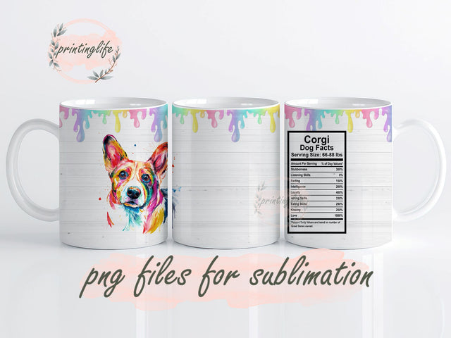Corgi Dog Mug Wrap Design, Instant Digital Design Download Mug Wrap Design, Mug Design PNG Sublimation PrintingLife 
