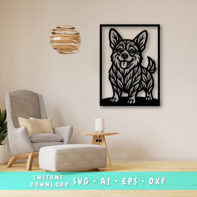 Corgi Laser SVG, Cute Dog Laser Cut, Pet Lover Design, Digital Download, Dog Art, Laser Engraving File SVG HappyDesignStudio 