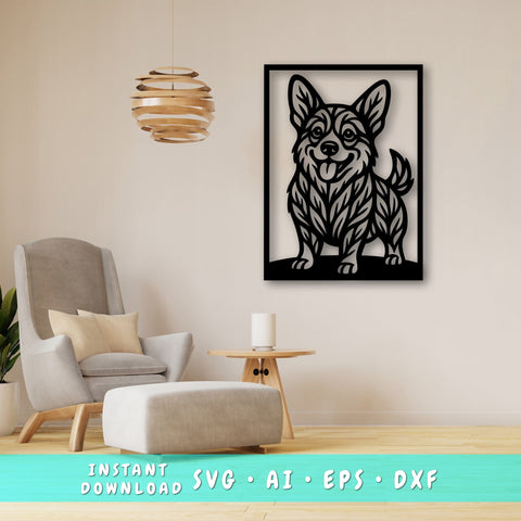 Corgi Laser SVG, Cute Dog Laser Cut, Pet Lover Design, Digital Download, Dog Art, Laser Engraving File SVG HappyDesignStudio 