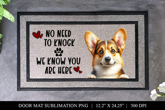 Corgi No Need To Knock Doormat Sublimation Sublimation BijouBay 