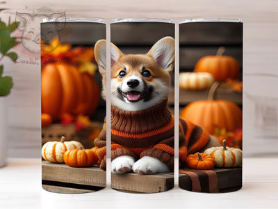 Corgi Pumpkin Autumn 20Oz Tumbler, Fall Pumpkins Cup, 20Oz Sublimation Wrap, Cute Dog Drinkware, Autumn Puppy Mug, Pumpkin Dog Tumbler, Fall Pet Coffee Cup Sublimation Lara' s Designs 