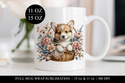 Corgi Sublimation Mug Wrap for 11 & 15oz Mugs Sublimation BijouBay 