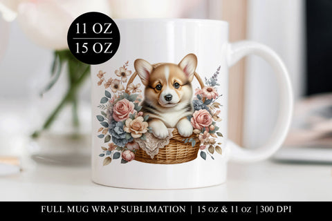 Corgi Sublimation Mug Wrap for 11 & 15oz Mugs Sublimation BijouBay 