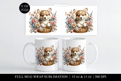 Corgi Sublimation Mug Wrap for 11 & 15oz Mugs Sublimation BijouBay 