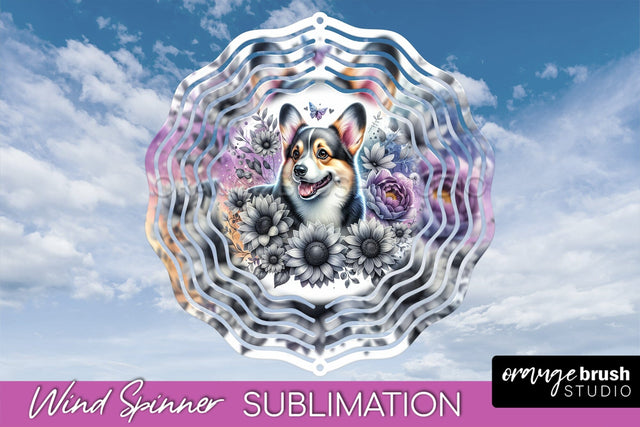 Corgi Wind Spinner, Dog Mom Floral Wind Spinner Sublimation Sublimation OrangeBrushStudio 