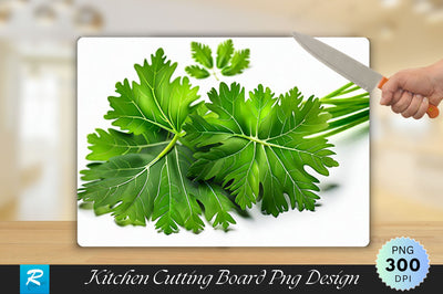 Coriander Leaves on White Cutting Board Sublimation Regulrcrative 