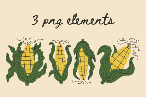 Corn Abstract Minimal Art Set PNG JPG Sublimation Rin Green 