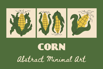 Corn Abstract Minimal Art Set PNG JPG Sublimation Rin Green 