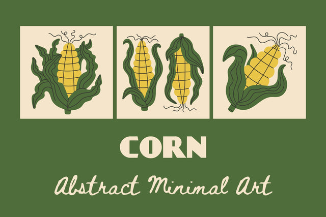 Corn Abstract Minimal Art Set PNG JPG Sublimation Rin Green 