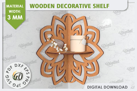 Corner Shelf Laser Cut. Wooden Decorative Shelf SVG SVG Evgenyia Guschina 